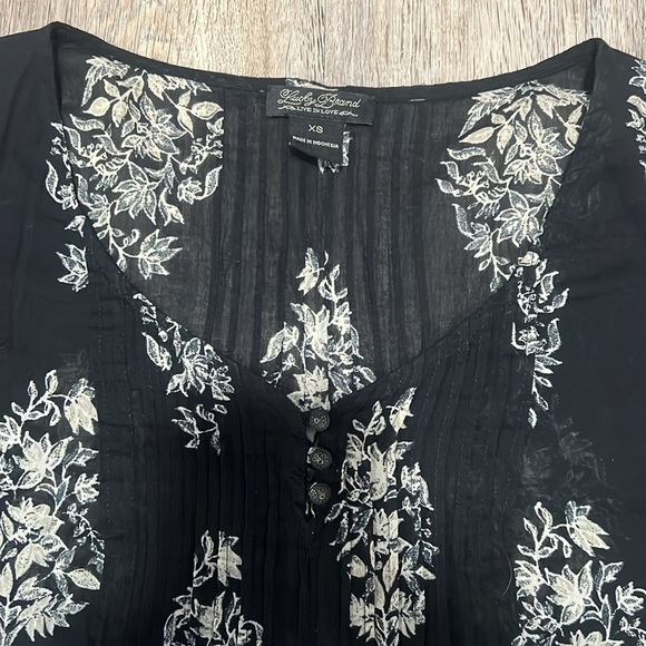 Lucky Brand Sheer Peasant Top - Picture 2 of 13